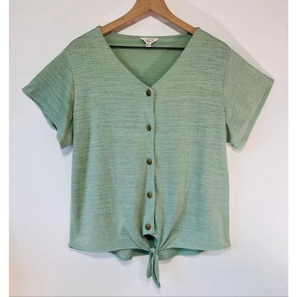 Weatherproof Vintage Tie Front Top Size L